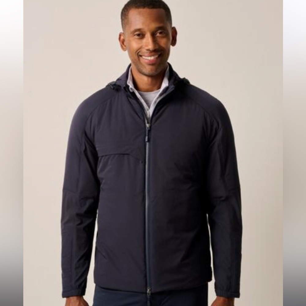 NWT Johnnie-Oโ Performance Mens Folsom Rain Jacket Navy XL retails $398 hooded - Picture 3 of 17